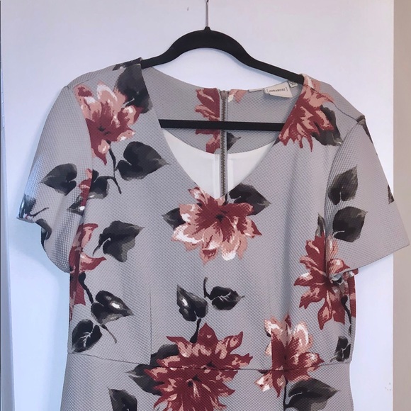 Junarose Dove Grey with Red and Light Coral Dress - Picture 4 of 4